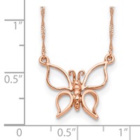 14K Rose Gold Polished Open Butterfly Necklace, 17" view 3
