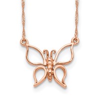 14K Rose Gold Polished Open Butterfly Necklace, 17" view 1