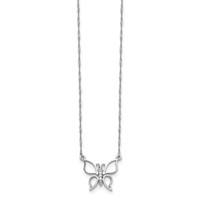 14K White Gold Polished Open Butterfly Necklace, 17" view 2