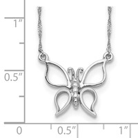 14K White Gold Polished Open Butterfly Necklace, 17" view 3