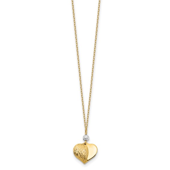Gold Two-tone Diamond-cut Heart Necklace