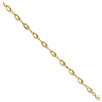 14K Yellow Gold Polished 8mm Fancy Oval Link Bracelet, 7.5" view 2