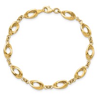 14K Yellow Gold Polished 8mm Fancy Oval Link Bracelet, 7.5" view 4