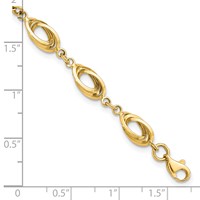 14K Yellow Gold Polished 8mm Fancy Oval Link Bracelet, 7.5" view 3
