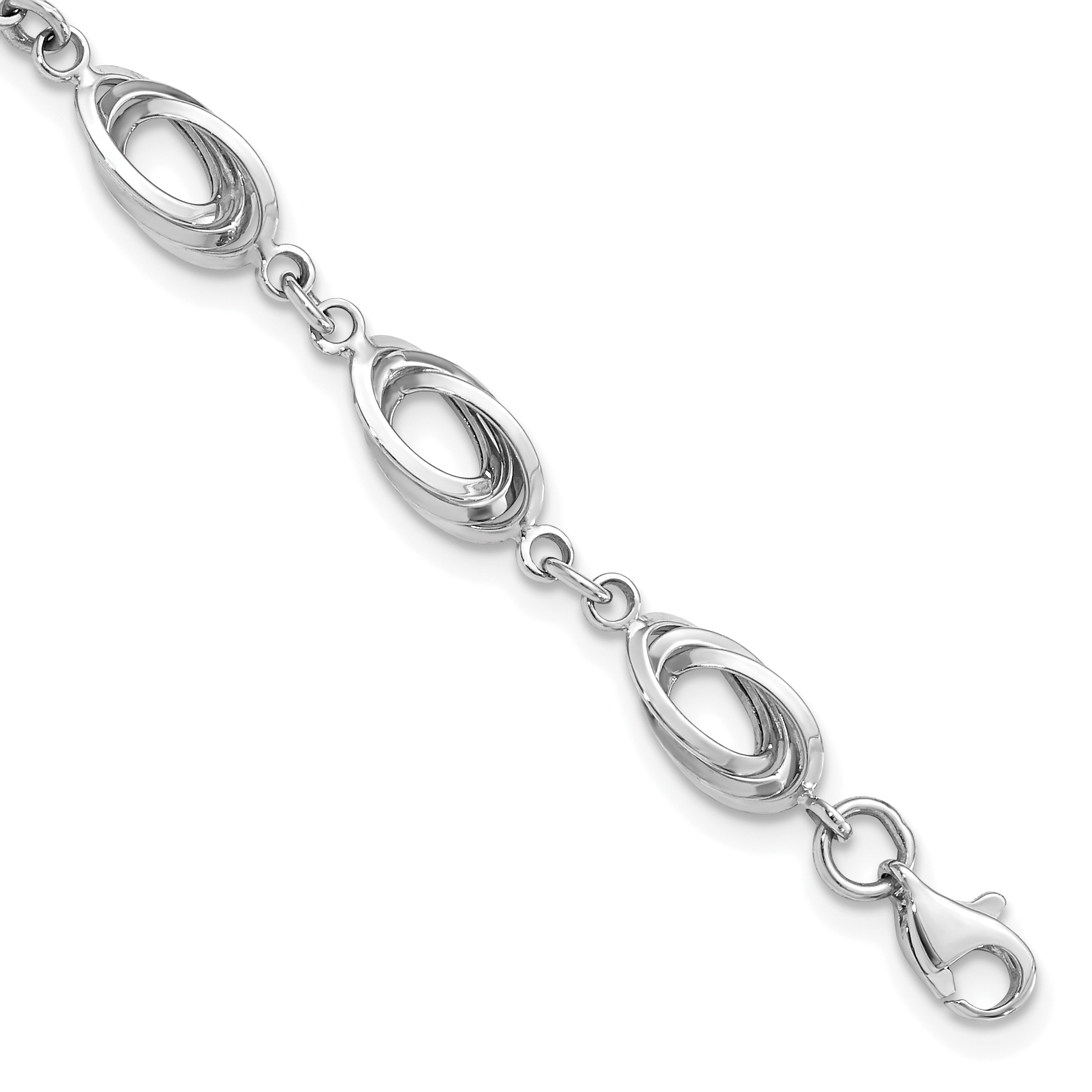 14K White Gold Polished 8mm Fancy Oval Link 7.5 inch Bracelet (SF2313-7.5)