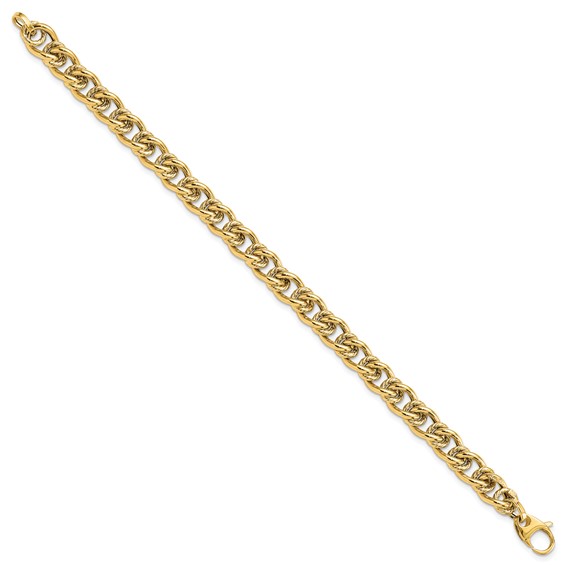 14K Polished 7mm Fancy Link 7.5 inch Bracelet