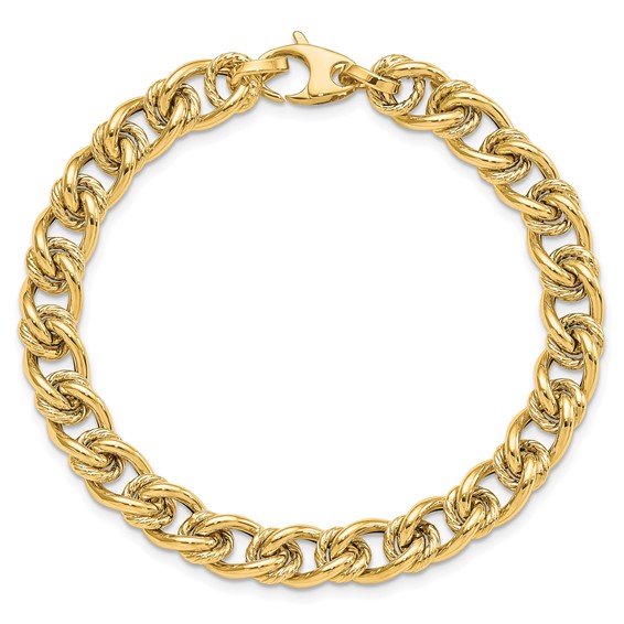 14K Polished 7mm Fancy Link 7.5 inch Bracelet