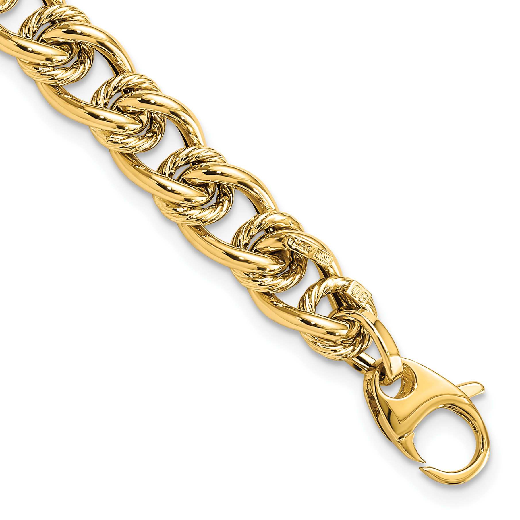 14K Polished 7mm Fancy Link 7.5 inch Bracelet (SF2325-7.5)
