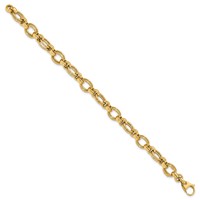 14K Yellow Gold Polished 7mm Fancy Double Link Bracelet, 7.5" view 2