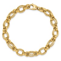 14K Yellow Gold Polished 7mm Fancy Double Link Bracelet, 7.5" view 4