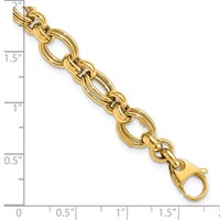 14K Yellow Gold Polished 7mm Fancy Double Link Bracelet, 7.5" view 3