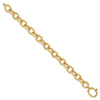 14K Yellow Gold Polished 11mm Fancy Oval Cable Link Bracelet, 7.5" view 2