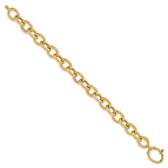 14k Polished 11mm Fancy Oval Cable Link 7.5 inch Bracelet