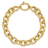 14K Yellow Gold Polished 11mm Fancy Oval Cable Link Bracelet, 7.5" view 4