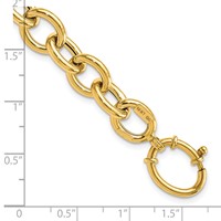 14K Yellow Gold Polished 11mm Fancy Oval Cable Link Bracelet, 7.5" view 3