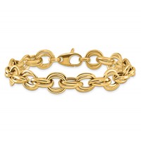 14K Yellow Gold Polished 11mm Fancy Double Link Cable Bracelet - 8in view 3