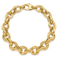 14K Yellow Gold Polished 11mm Fancy Double Link Cable Bracelet - 8in view 5
