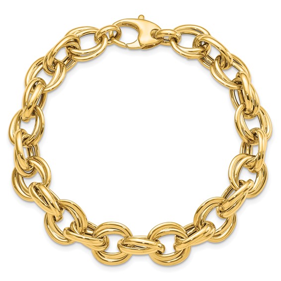 14K Polished 11mm Fancy Double Link Cable 8 inch Bracelet