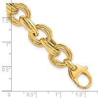 14K Yellow Gold Polished 11mm Fancy Double Link Cable Bracelet - 8in view 4