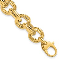 14K Yellow Gold Polished 11mm Fancy Double Link Cable Bracelet - 8in view 1