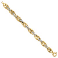 14K Two-Tone Polished 11.5mm Fancy Rope Link Bracelet, 8.25" view 2