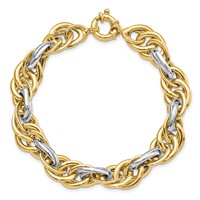 14K Two-Tone Polished 11.5mm Fancy Rope Link Bracelet, 8.25" view 4