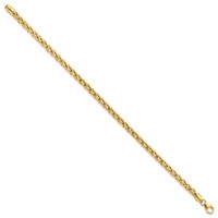14K Yellow Gold Polished 4mm Fancy Wheat Link Bracelet, 7.5" view 2