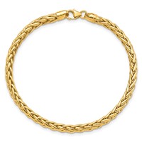 14K Yellow Gold Polished 4mm Fancy Wheat Link Bracelet, 7.5" view 4