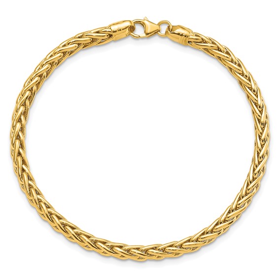 14k Polished 4mm Fancy Wheat Link 7.5 inch Bracelet