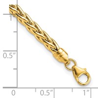 14K Yellow Gold Polished 4mm Fancy Wheat Link Bracelet, 7.5" view 3