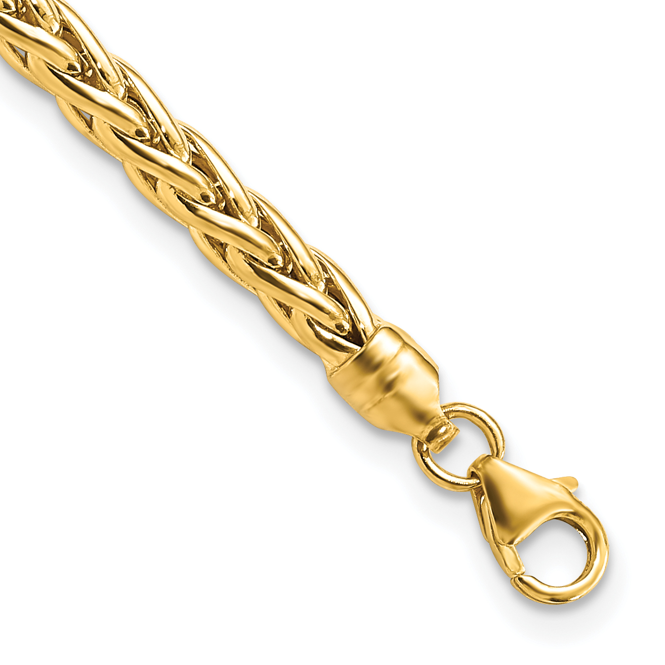 14k Polished 4mm Fancy Wheat Link 7.5 inch Bracelet (SF2355-7.5)