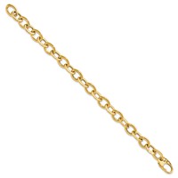 14K Yellow Gold Polished 9.3mm Fancy Oval Link Bracelet, 8.5" view 2