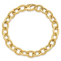 14K Yellow Gold Polished 9.3mm Fancy Oval Link Bracelet, 8.5" view 4