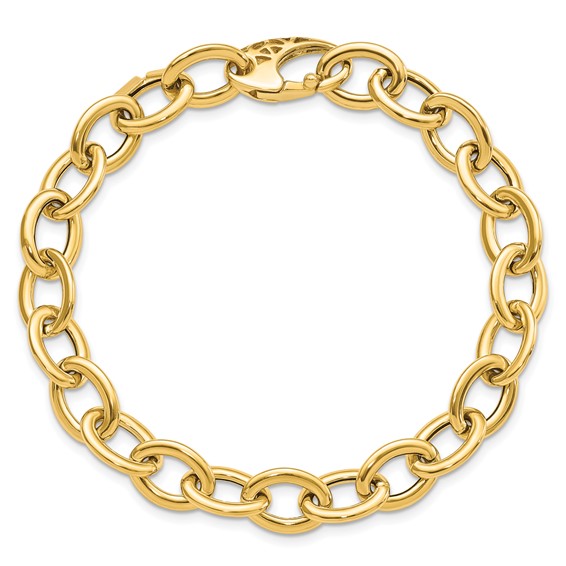 14k Polished 9.3mm Fancy Oval Link 8.5 inch Bracelet