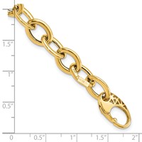 14K Yellow Gold Polished 9.3mm Fancy Oval Link Bracelet, 8.5" view 3