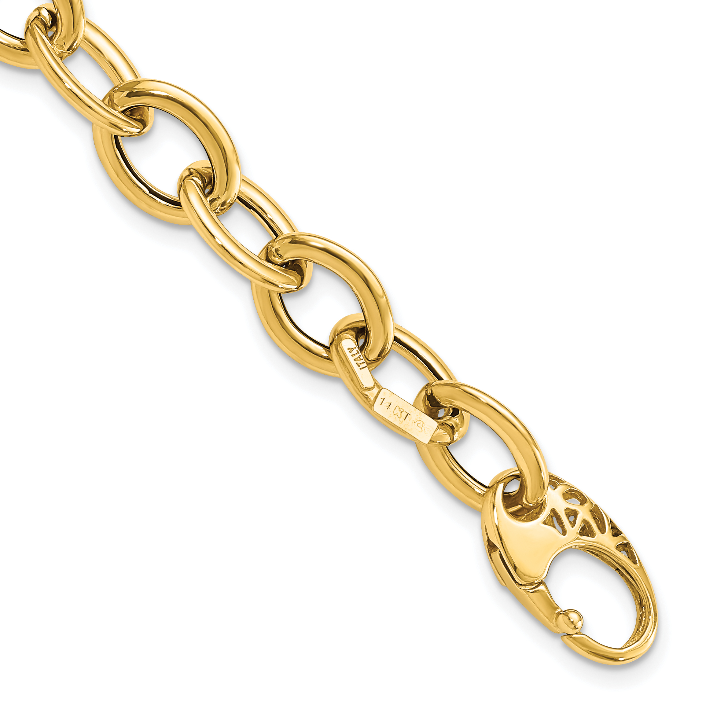 14k Polished 9.3mm Fancy Oval Link 8.5 inch Bracelet (SF2371-8.5)