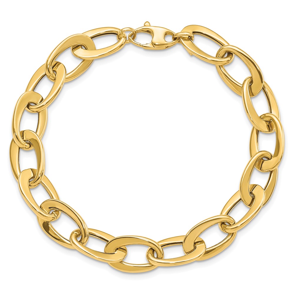 14k Polished 9.7mm Fancy Cable Link 8 inch Bracelet (SF2375-8)