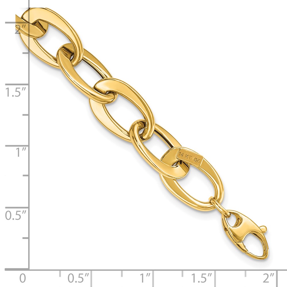 14k Polished 9.7mm Fancy Cable Link 8 inch Bracelet (SF2375-8)