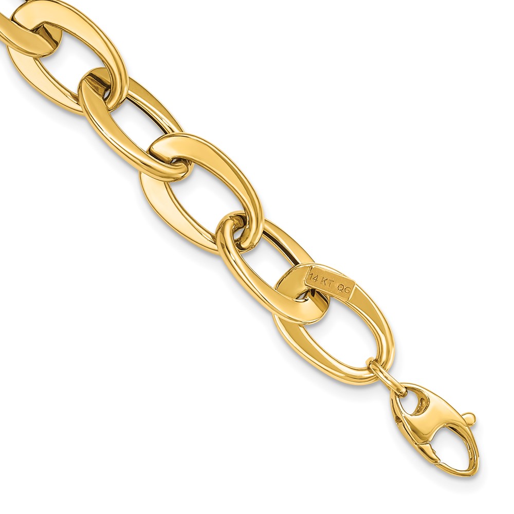 14k Polished 9.7mm Fancy Cable Link 8 inch Bracelet (SF2375-8)