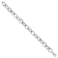 14K White Gold Polished 9.7mm Fancy Cable Link Bracelet, 8" view 2