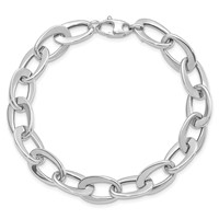 14K White Gold Polished 9.7mm Fancy Cable Link Bracelet, 8" view 4