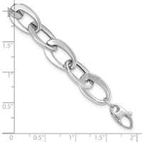 14K White Gold Polished 9.7mm Fancy Cable Link Bracelet, 8" view 3