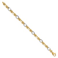 14K Two-tone Polished 8.2mm Fancy Link Bracelet, 7.75" view 2