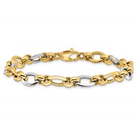 14K Two-tone Polished 8.2mm Fancy Link Bracelet, 7.75" view 3