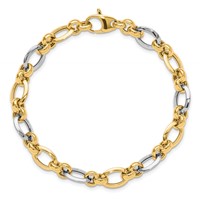 14K Two-tone Polished 8.2mm Fancy Link Bracelet, 7.75" view 4