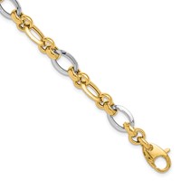 14K Two-tone Polished 8.2mm Fancy Link Bracelet, 7.75" view 1