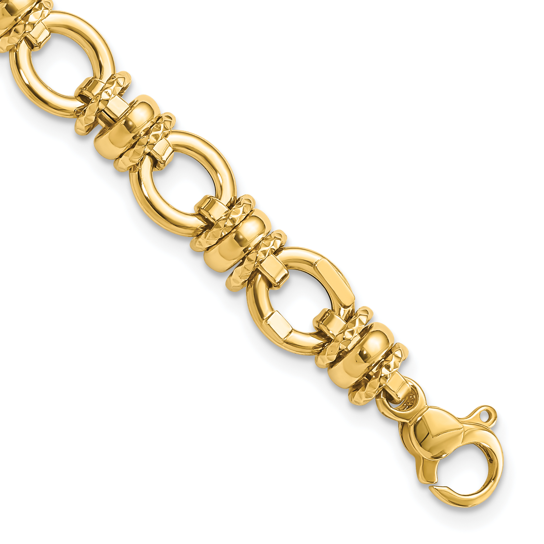 14K Polished and Textured 8mm Fancy Link 7.75 inch Bracelet (SF2395-7.75)