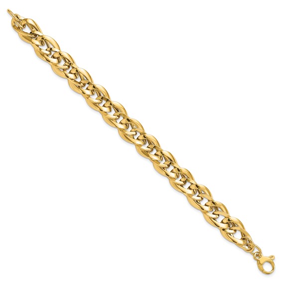 14k Polished 11.4mm Fancy Link 7.5 inch Bracelet