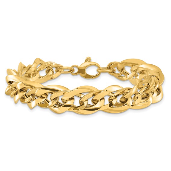 14k Polished 11.4mm Fancy Link 7.5 inch Bracelet