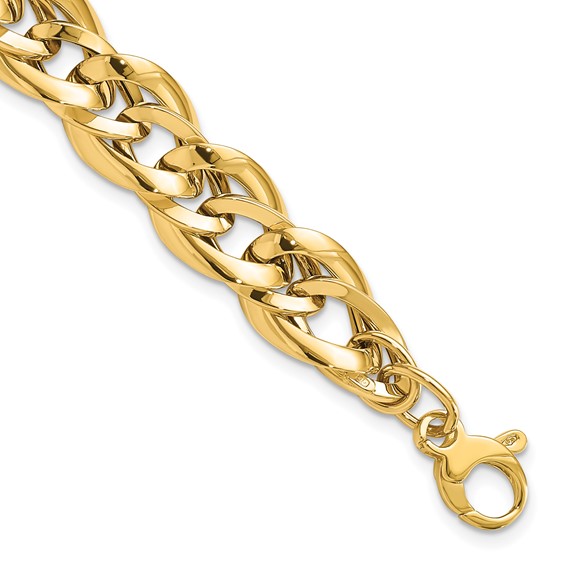 14k Polished 11.4mm Fancy Link 7.5 inch Bracelet